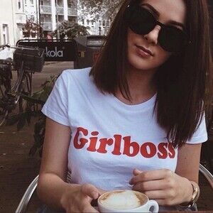 Girlboss Graphic T-Shirt White & Red L